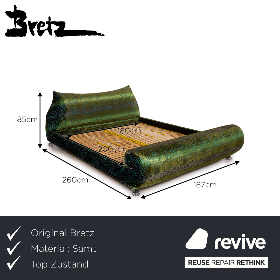 Lit double Bretz Napali vert bleu avec 2x lit à lattes 200cmx180cm