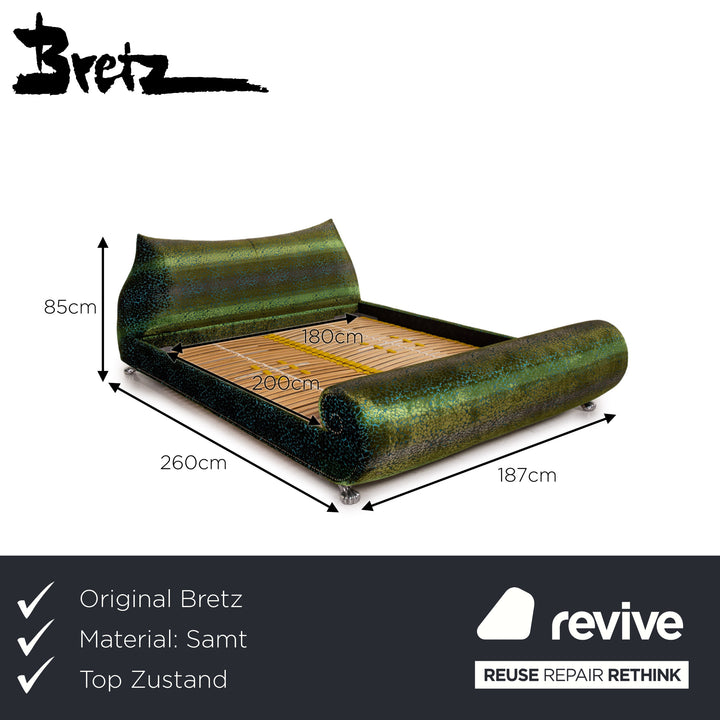 Lit double Bretz Napali vert bleu avec 2x lit à lattes 200cmx180cm