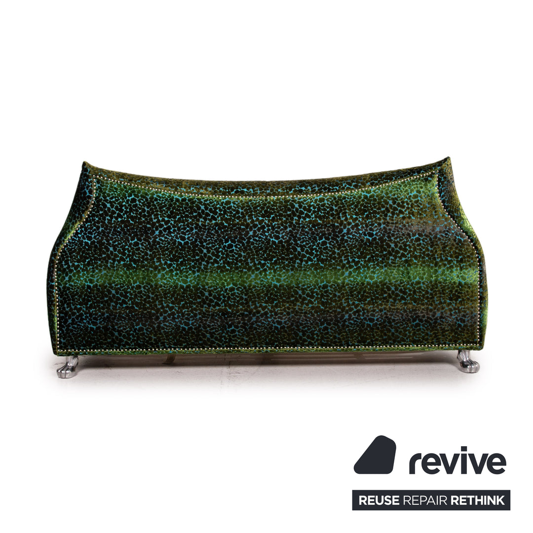 Lit double Bretz Napali vert bleu avec 2x lit à lattes 200cmx180cm