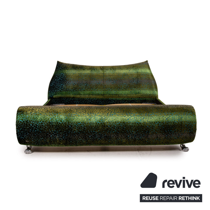 Lit double Bretz Napali vert bleu avec 2x lit à lattes 200cmx180cm