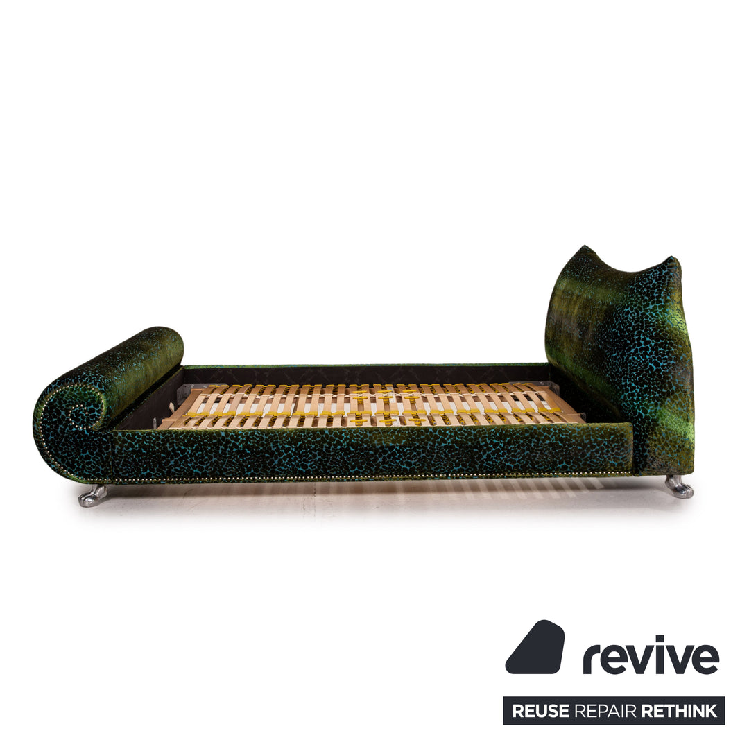 Lit double Bretz Napali vert bleu avec 2x lit à lattes 200cmx180cm