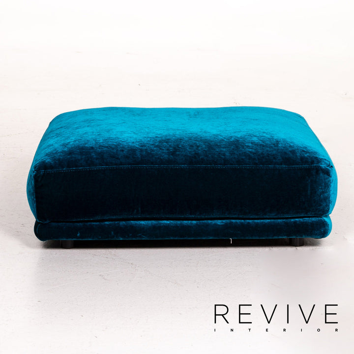 Bretz Napali Samt Sofa Garnitur Blau Grün 1x Dreisitzer 1x Hocker #15152