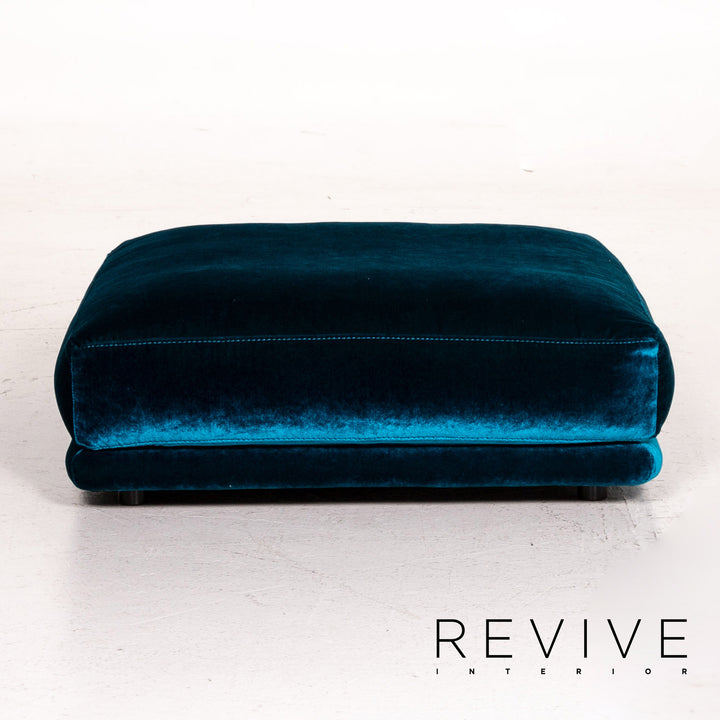 Bretz Napali Samt Sofa Garnitur Blau Grün 1x Dreisitzer 1x Hocker #15152