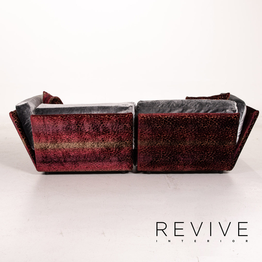 Bretz Napali Samt Stoff Ecksofa inkl. Plexiglastisch Grau Beere Sofa Couch #15432