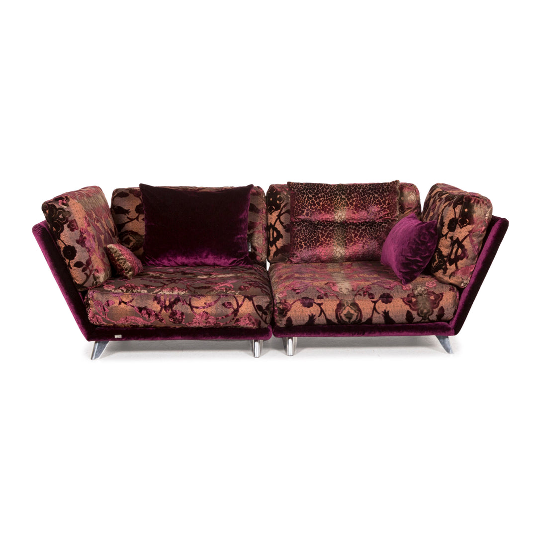 Bretz Napali Stoff Sofa Lila Gemustert Dreisitzer Modular #13195