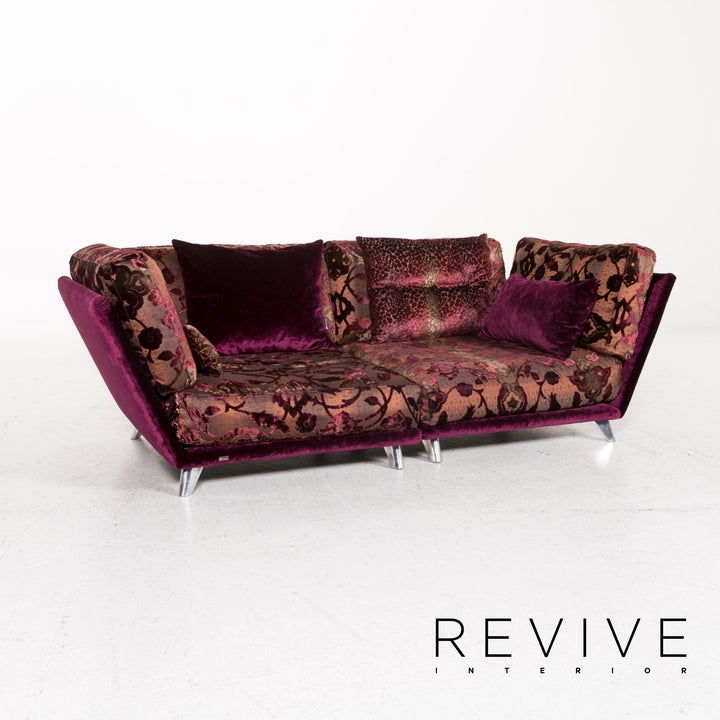 Bretz Napali Stoff Sofa Lila Gemustert Dreisitzer Modular #13195
