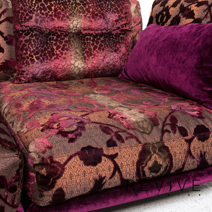 Bretz Napali Stoff Sofa Lila Gemustert Dreisitzer Modular #13195