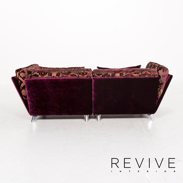 Bretz Napali Stoff Sofa Lila Gemustert Dreisitzer Modular #13195