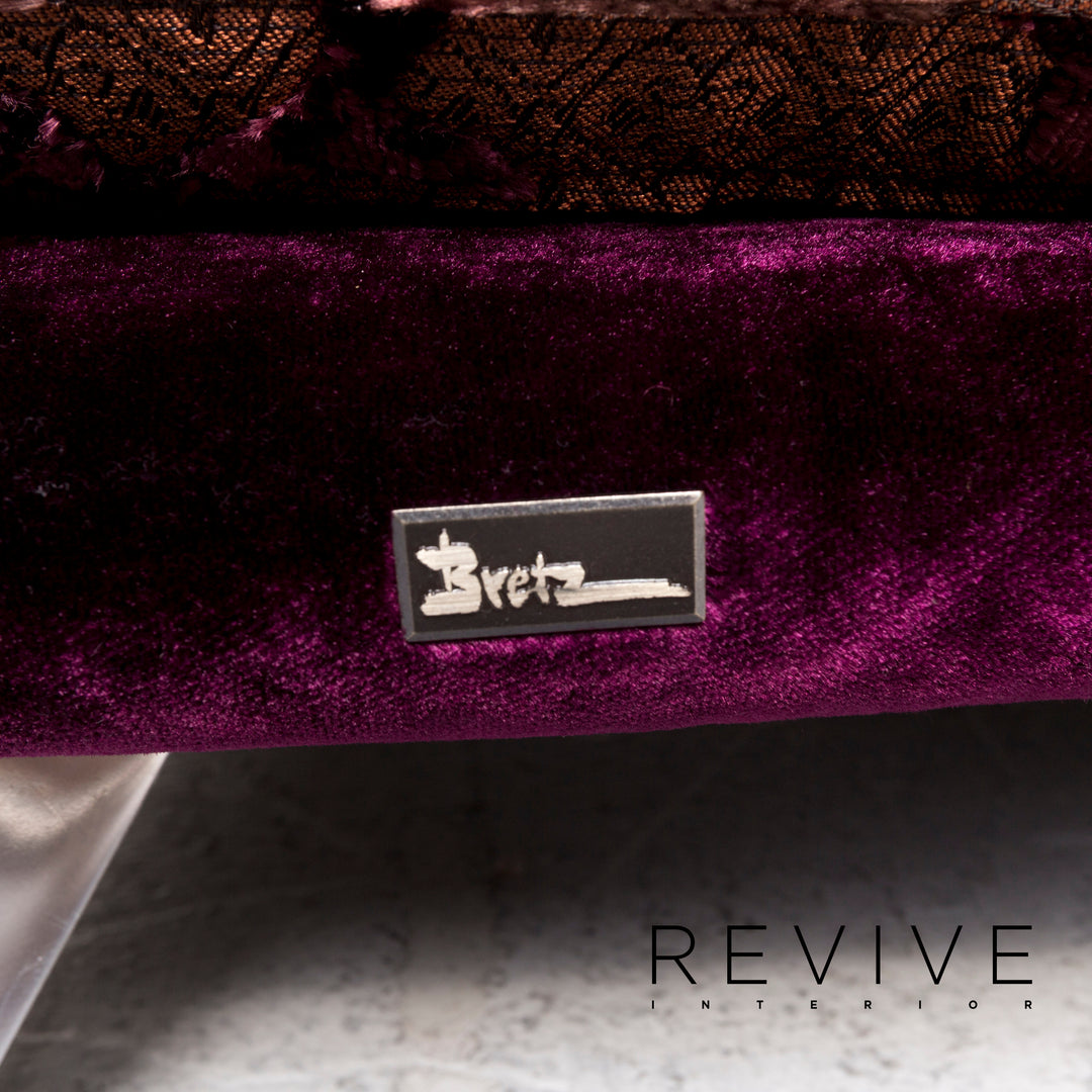 Bretz Napali Stoff Sofa Lila Gemustert Dreisitzer Modular #13195