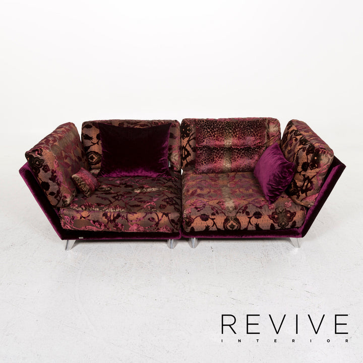 Bretz Napali Stoff Sofa Lila Gemustert Dreisitzer Modular #13195