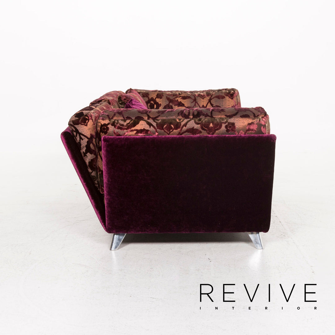 Bretz Napali Stoff Sofa Lila Gemustert Dreisitzer Modular #13195