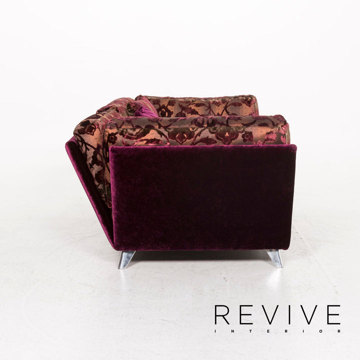 Bretz Napali Stoff Sofa Lila Gemustert Dreisitzer Modular #13195