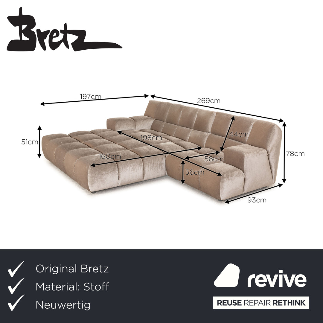 Bretz Ocean 7 Stoff Ecksofa Grau Recamiere Links Sofa Couch Ausstellungsstück