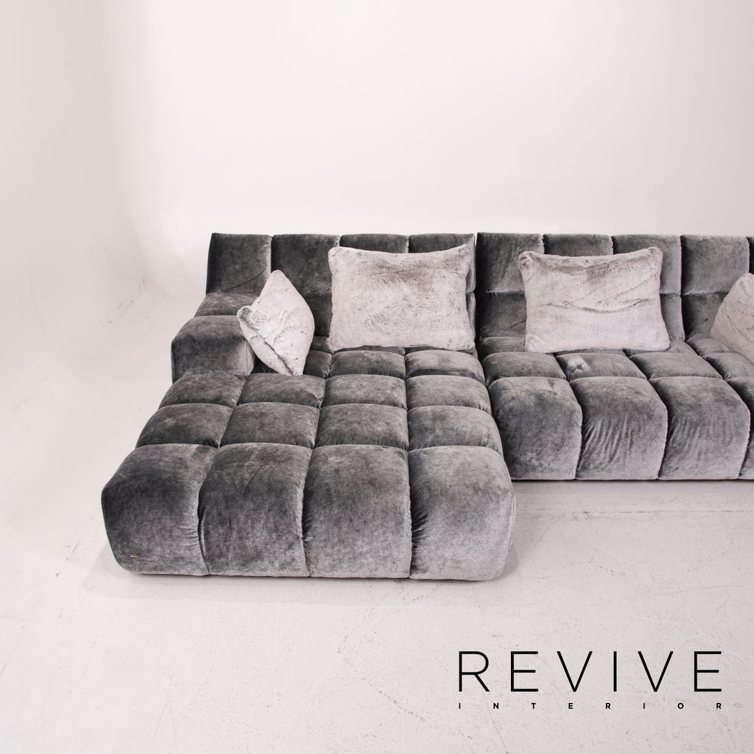 Bretz Ocean 7 canapé en tissu gris canapé d'angle velours #15127