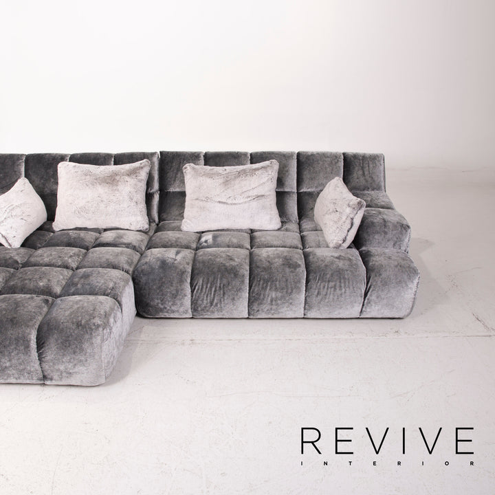 Bretz Ocean 7 canapé en tissu gris canapé d'angle velours #15127