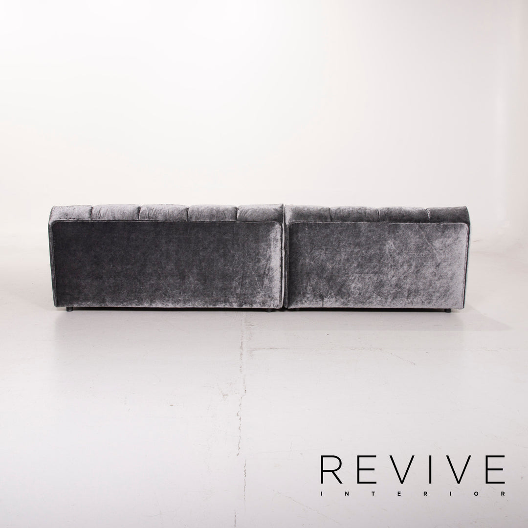 Bretz Ocean 7 canapé en tissu gris canapé d'angle velours #15127