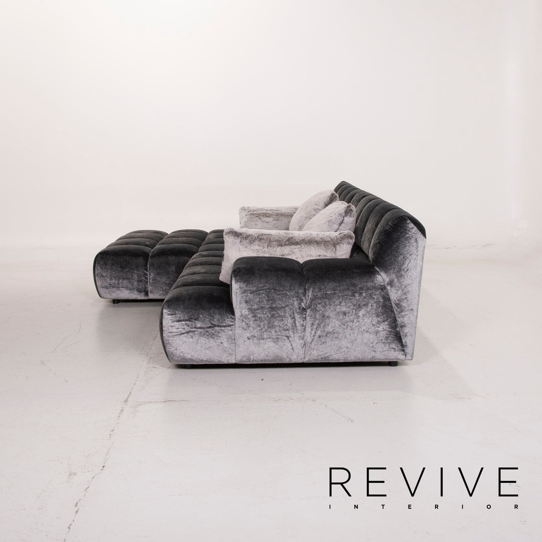 Bretz Ocean 7 canapé en tissu gris canapé d'angle velours #15127