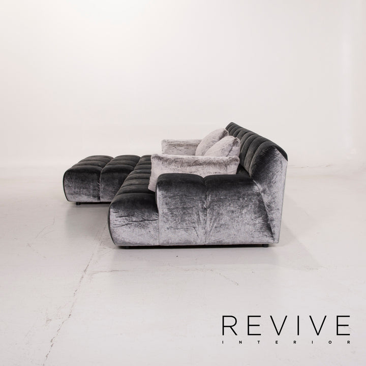 Bretz Ocean 7 canapé en tissu gris canapé d'angle velours #15127