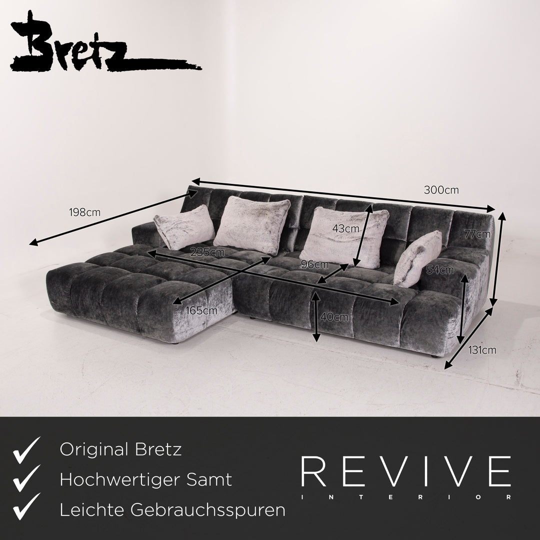 Bretz Ocean 7 canapé en tissu gris canapé d'angle velours #15127