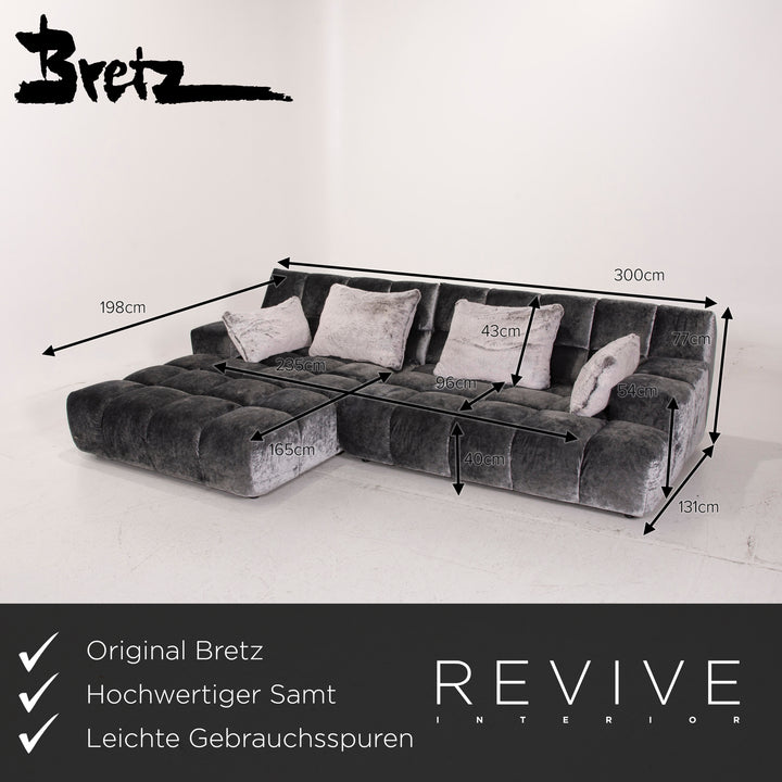 Bretz Ocean 7 canapé en tissu gris canapé d'angle velours #15127