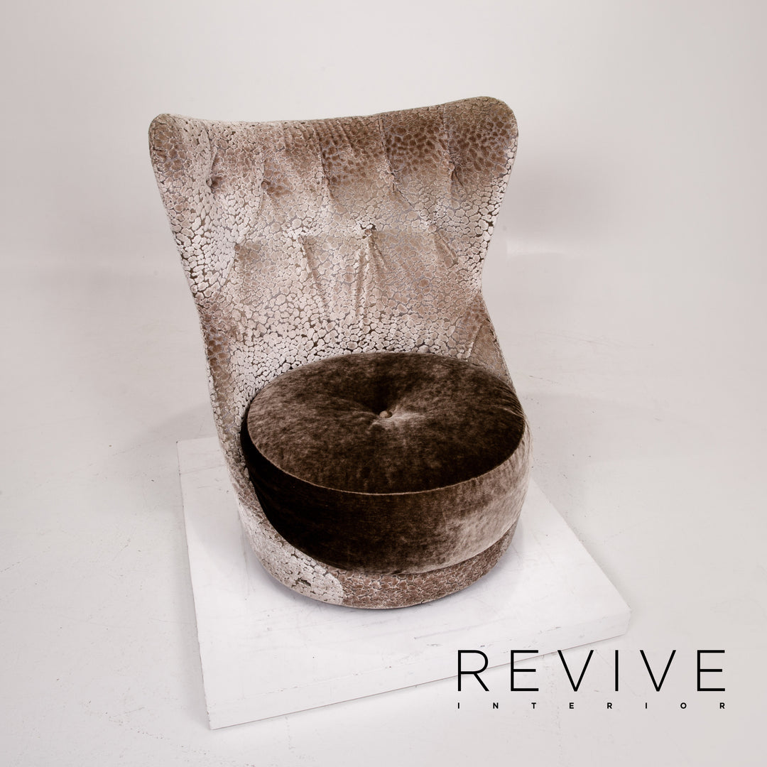 Bretz Ohlinda & Cocoa Island Samt Stoff Sofa Garnitur Grau Braun 1x Ecksofa 1x Sessel #13980