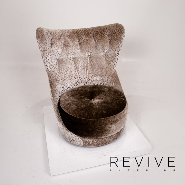 Bretz Ohlinda & Cocoa Island Samt Stoff Sofa Garnitur Grau Braun 1x Ecksofa 1x Sessel #13980