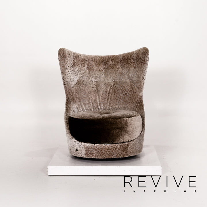 Bretz Ohlinda & Cocoa Island Samt Stoff Sofa Garnitur Grau Braun 1x Ecksofa 1x Sessel #13980