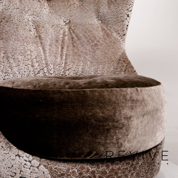 Bretz Ohlinda & Cocoa Island Samt Stoff Sofa Garnitur Grau Braun 1x Ecksofa 1x Sessel #13980