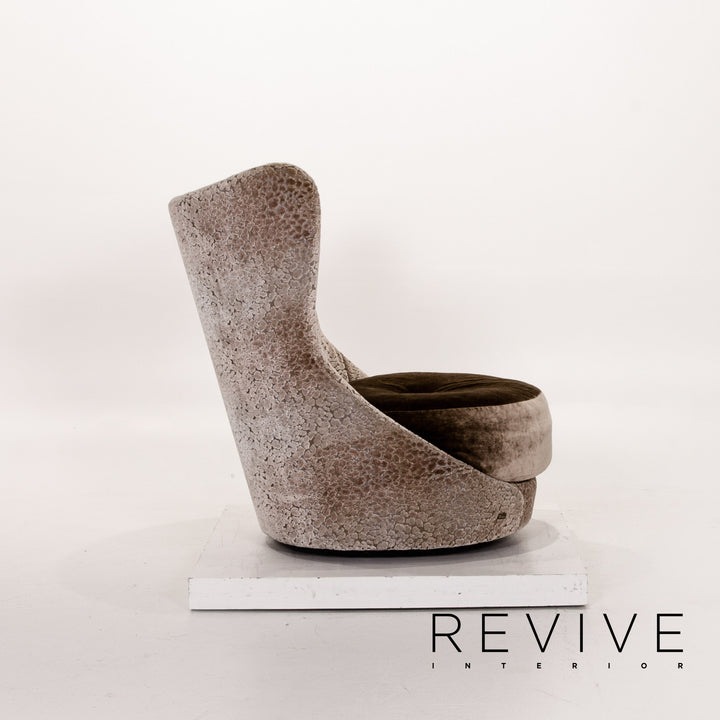 Bretz Ohlinda & Cocoa Island Samt Stoff Sofa Garnitur Grau Braun 1x Ecksofa 1x Sessel #13980