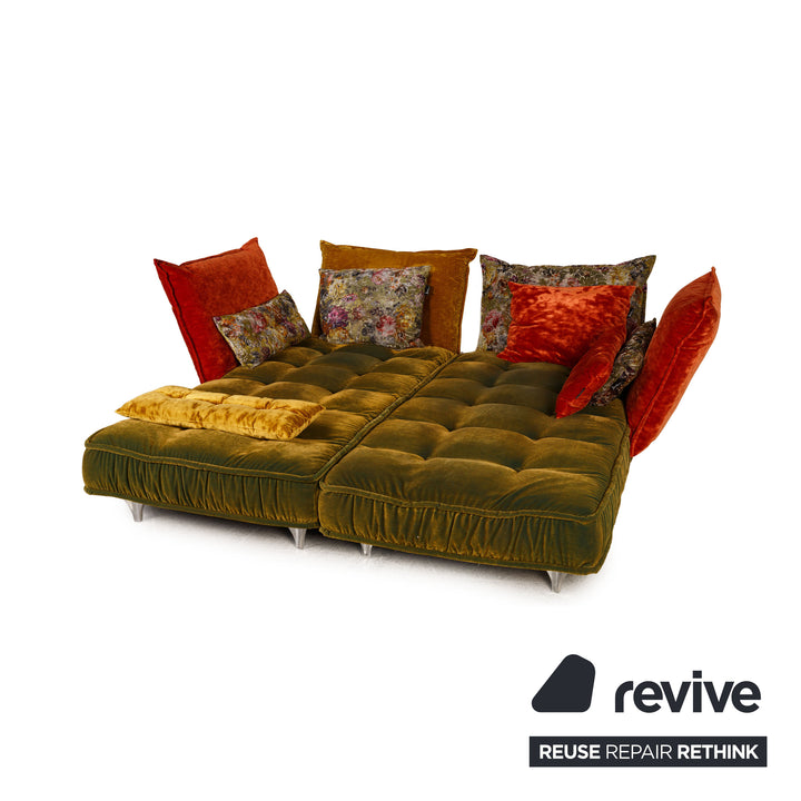 Bretz Ohlinda Canapé d'angle en velours Vert Orange