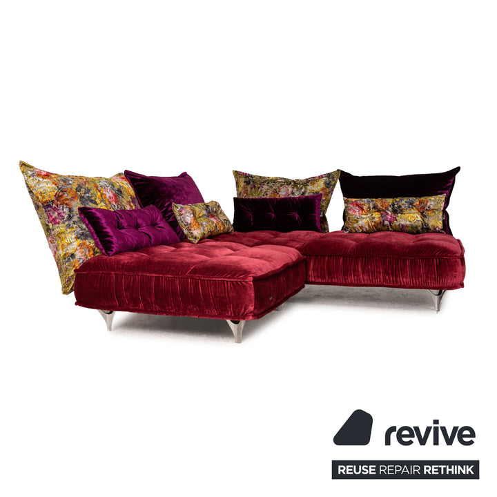 Canapé d'angle Bretz Ohlinda en velours rouge