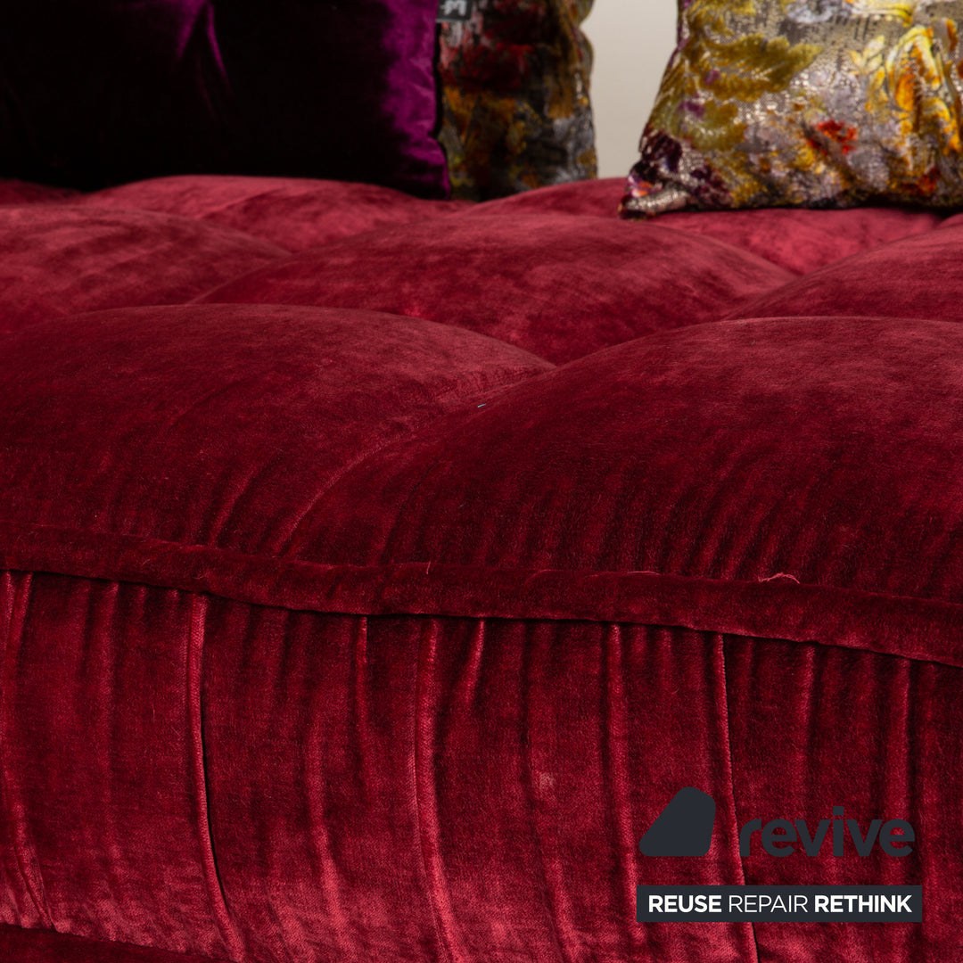 Canapé d'angle Bretz Ohlinda en velours rouge