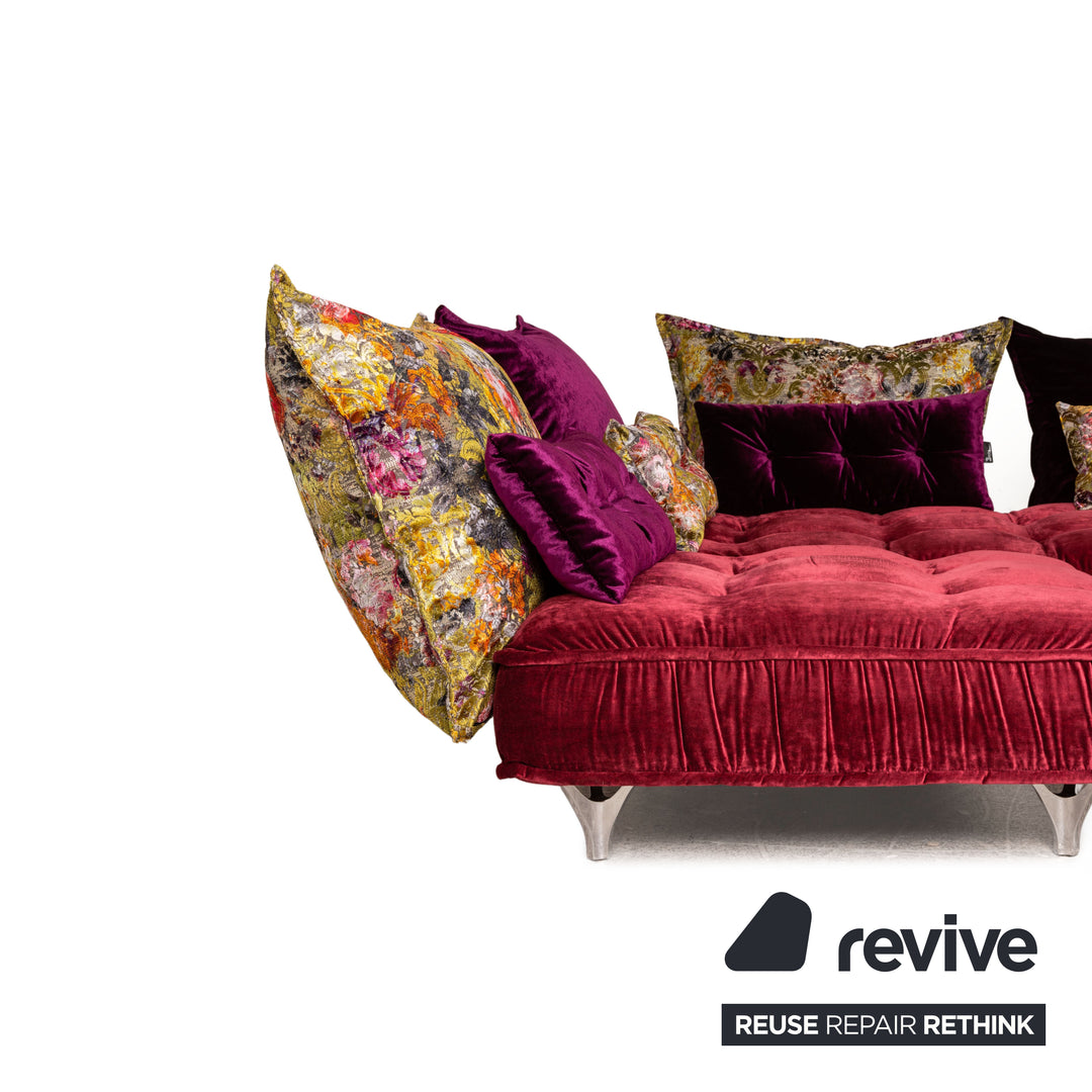 Canapé d'angle Bretz Ohlinda en velours rouge