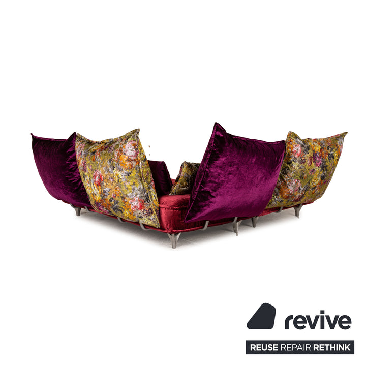 Canapé d'angle Bretz Ohlinda en velours rouge