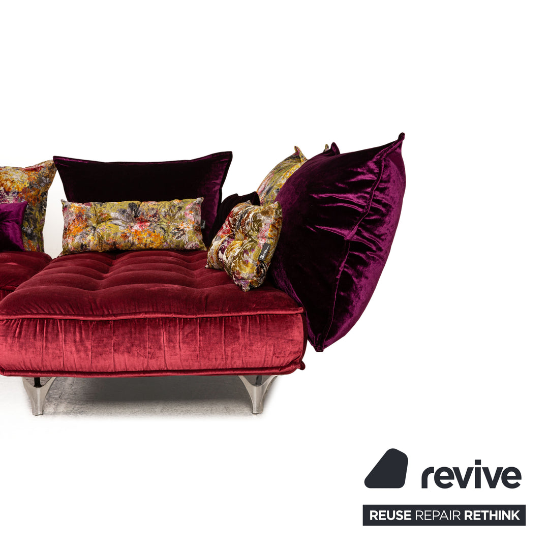 Canapé d'angle Bretz Ohlinda en velours rouge