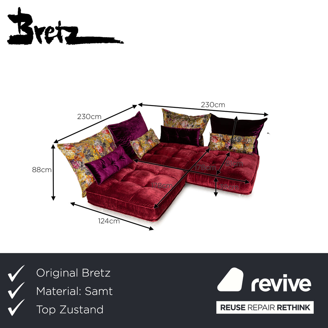 Canapé d'angle Bretz Ohlinda en velours rouge