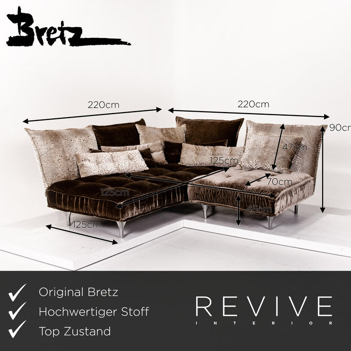 Bretz Ohlinda Samt Stoff Ecksofa Grau Braun Sofa Couch #13731
