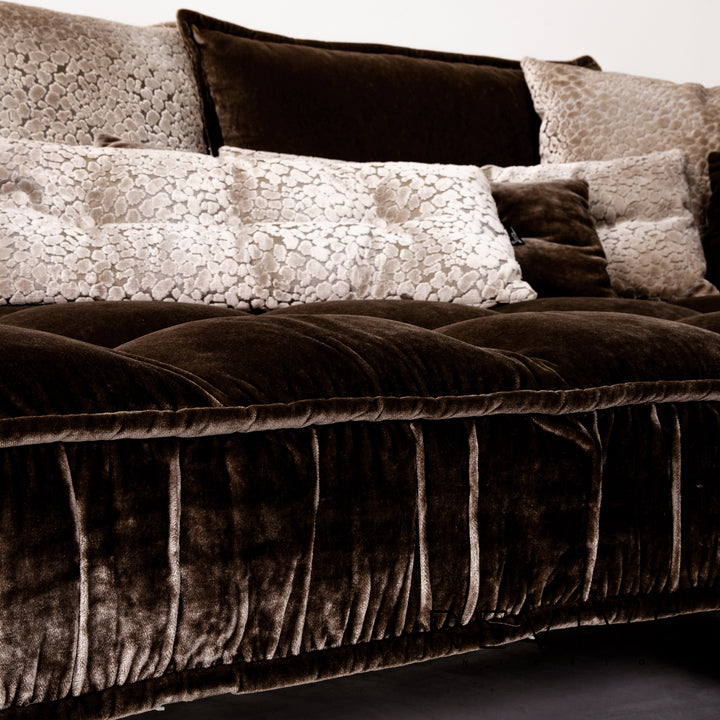 Bretz Ohlinda Samt Stoff Ecksofa Grau Braun Sofa Couch #13731