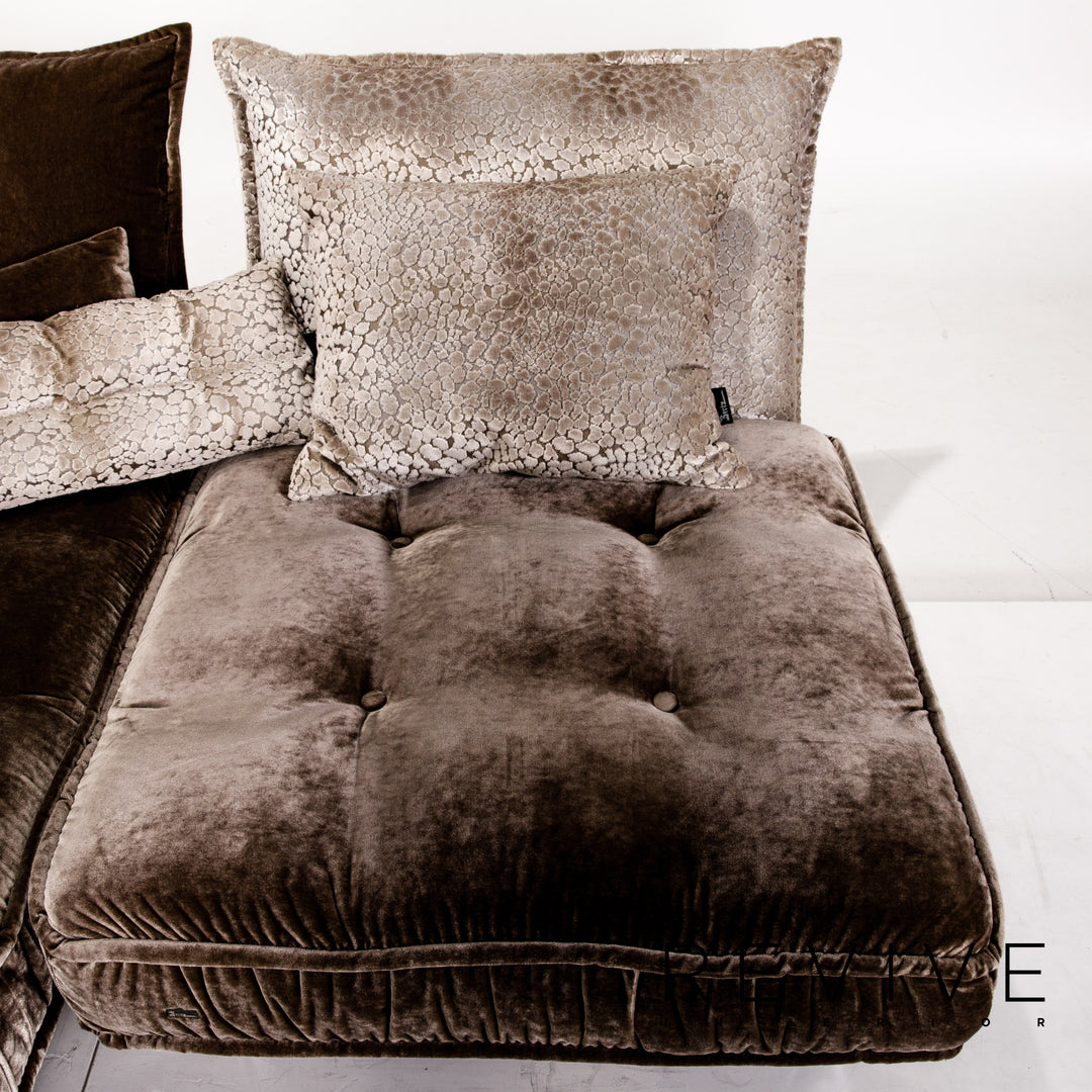 Bretz Ohlinda Samt Stoff Ecksofa Grau Braun Sofa Couch #13731