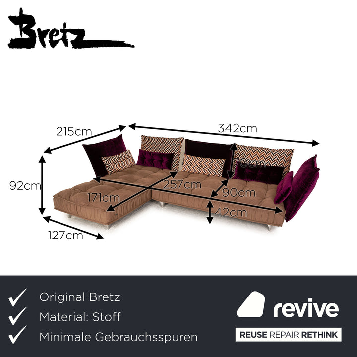 Bretz Ohlinda Stoff Ecksofa Braun Lila Sofa Couch
