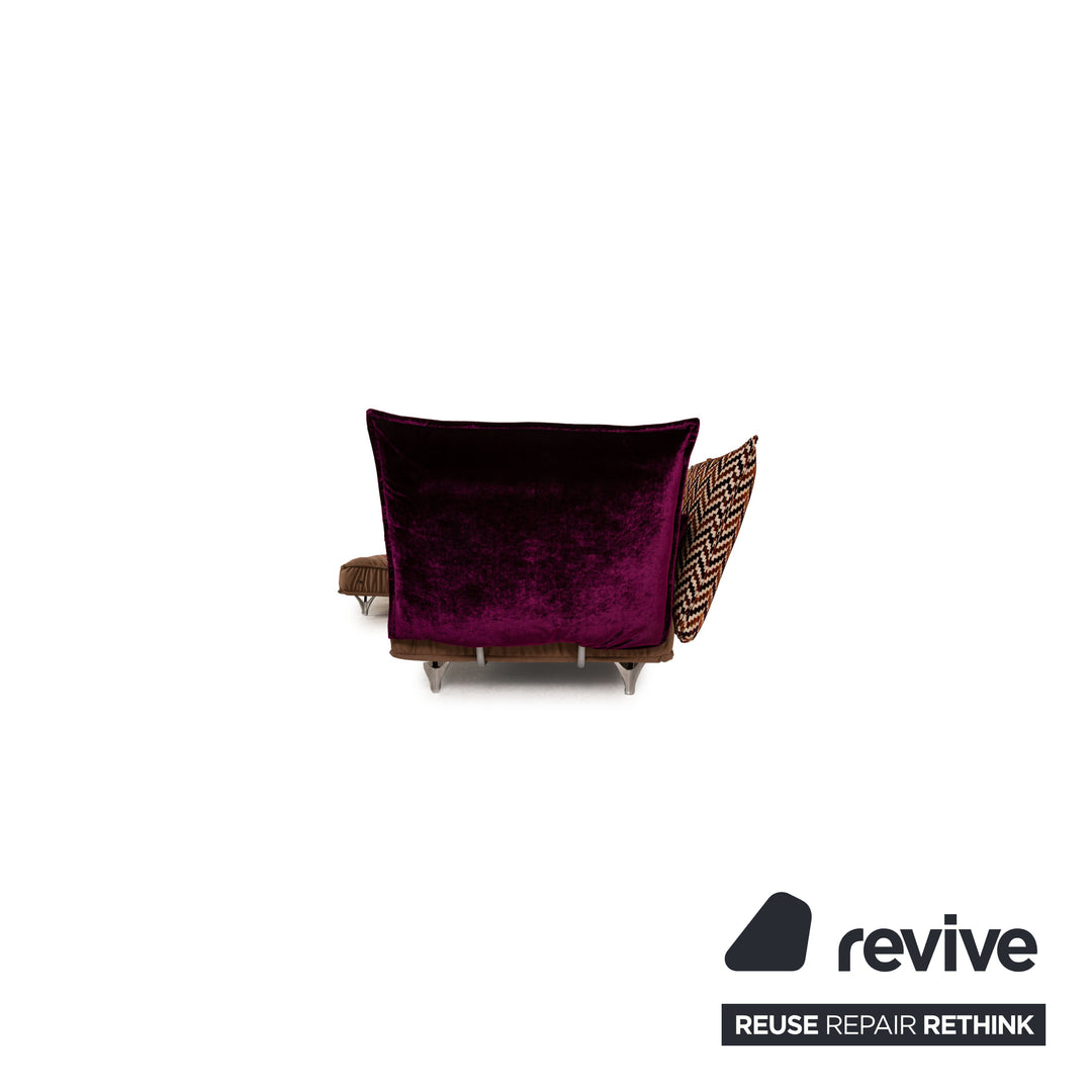 Bretz Ohlinda Stoff Sofa Garnitur Braun Lila Ecksofa Hocker Couch