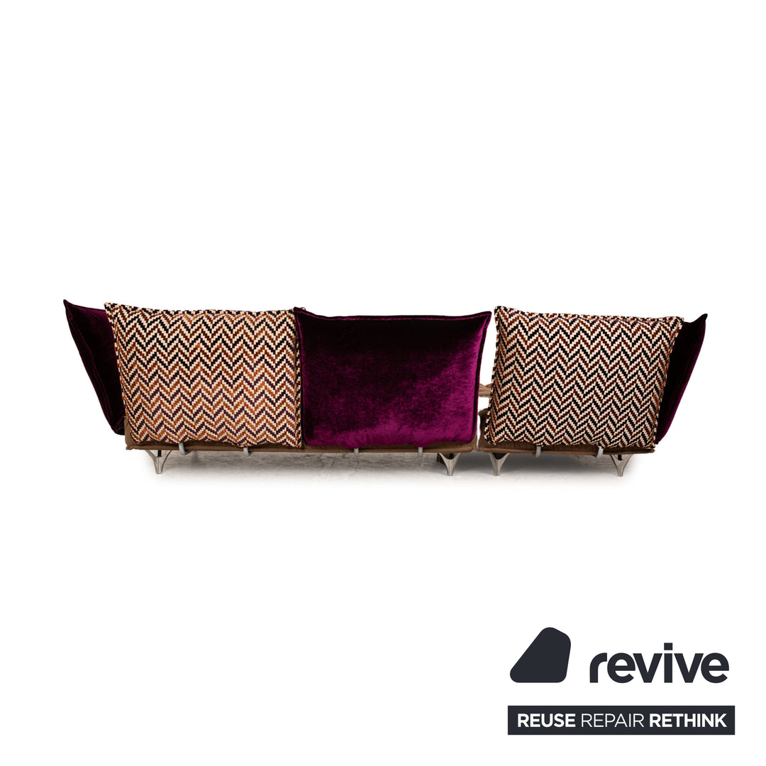 Bretz Ohlinda Stoff Sofa Garnitur Braun Lila Ecksofa Hocker Couch