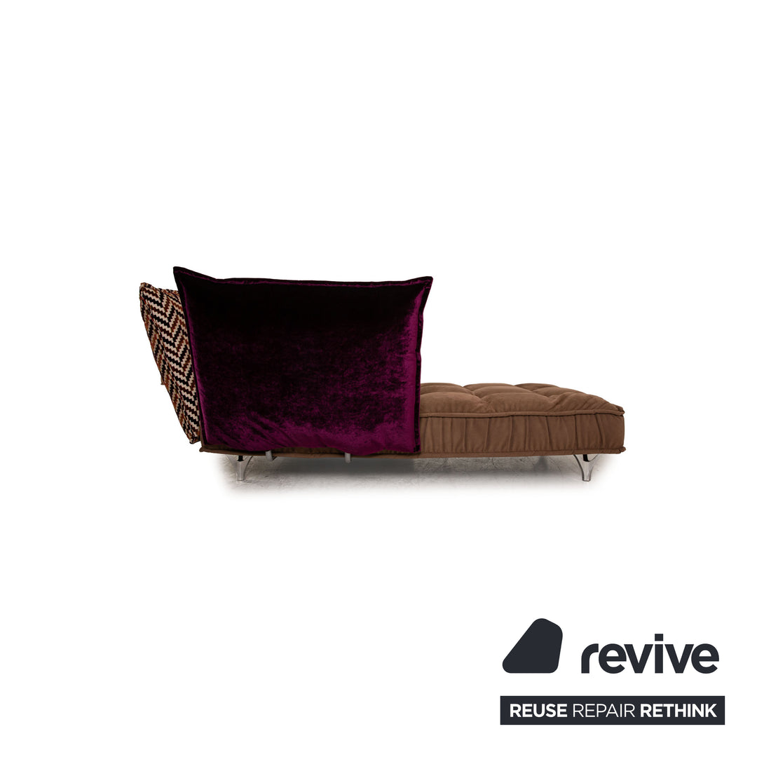 Bretz Ohlinda Stoff Sofa Garnitur Braun Lila Ecksofa Hocker Couch