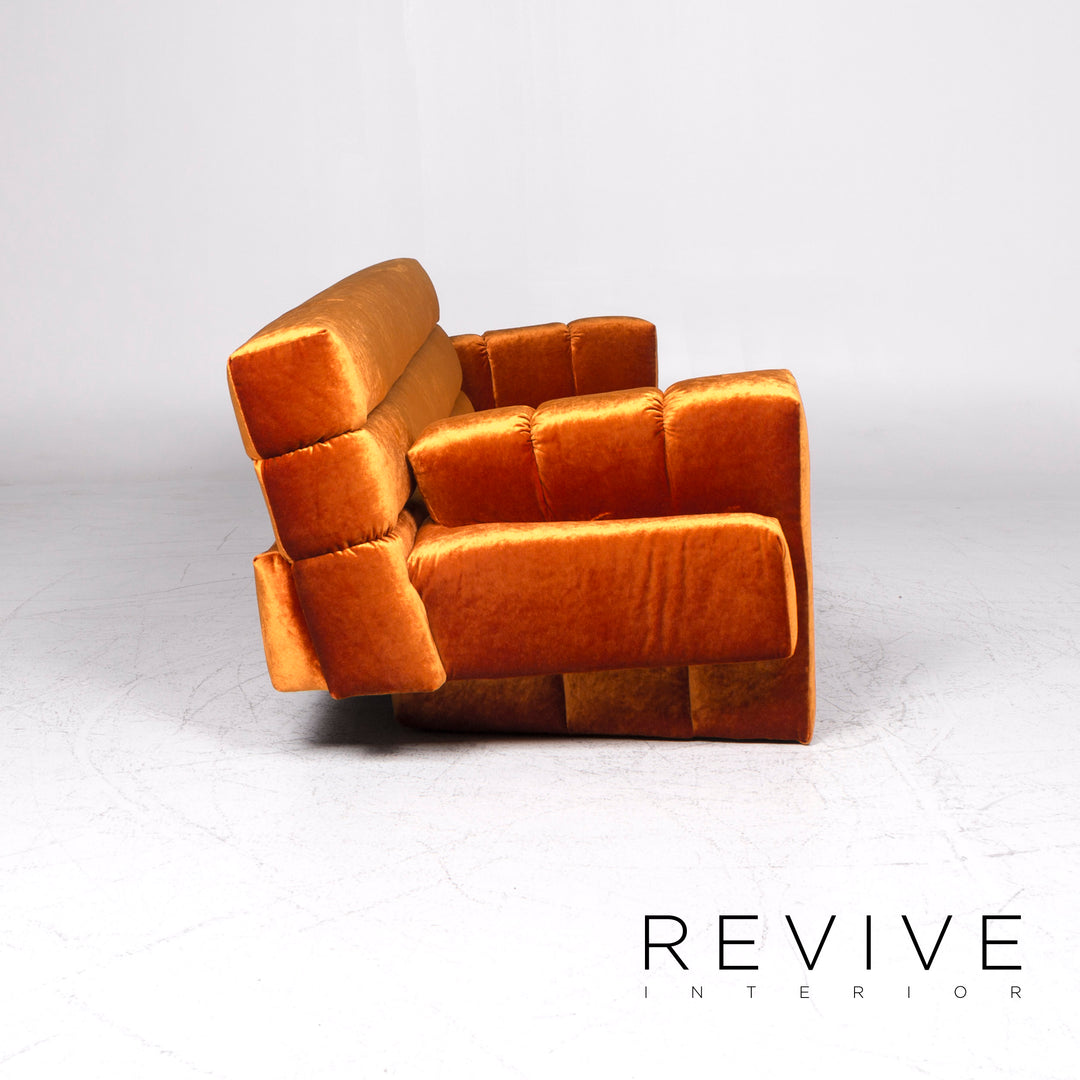 Bretz Confucius Orange Samt Stoff Sofa Dreisitzer Couch #9244