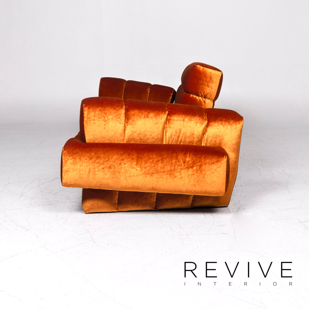Bretz Confucius Orange Samt Stoff Sofa Dreisitzer Couch #9244