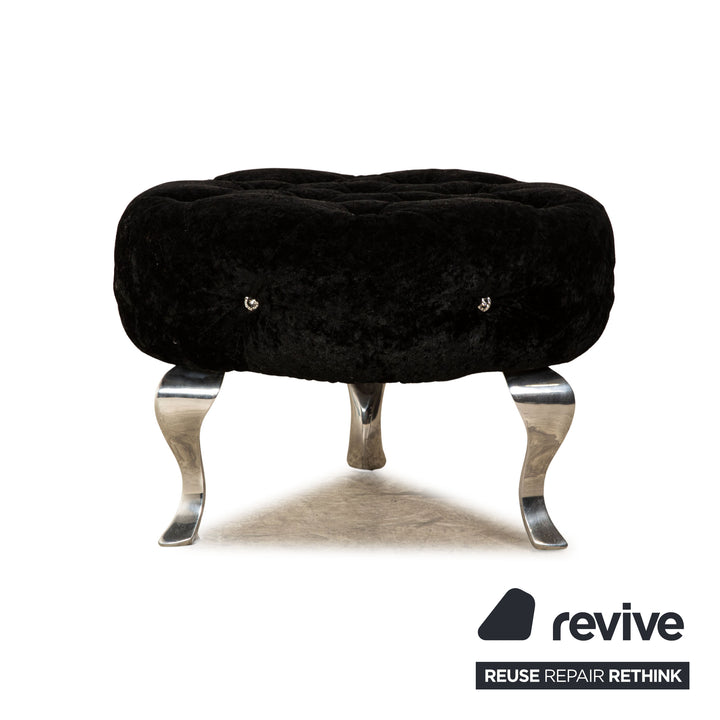 Bretz Pompadour Stoff Hocker Schwarz