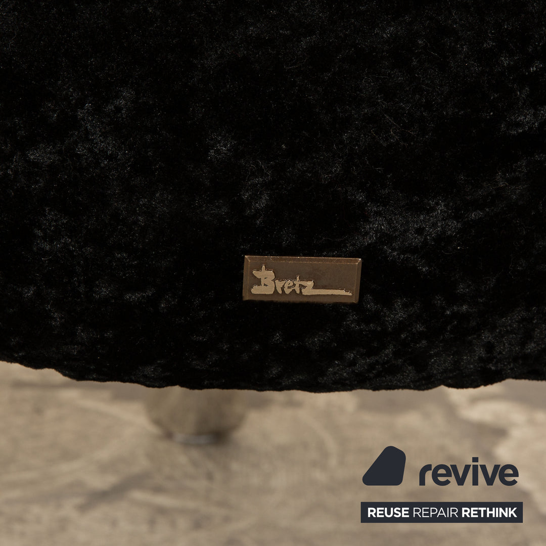 Bretz Pompadour Stoff Hocker Schwarz