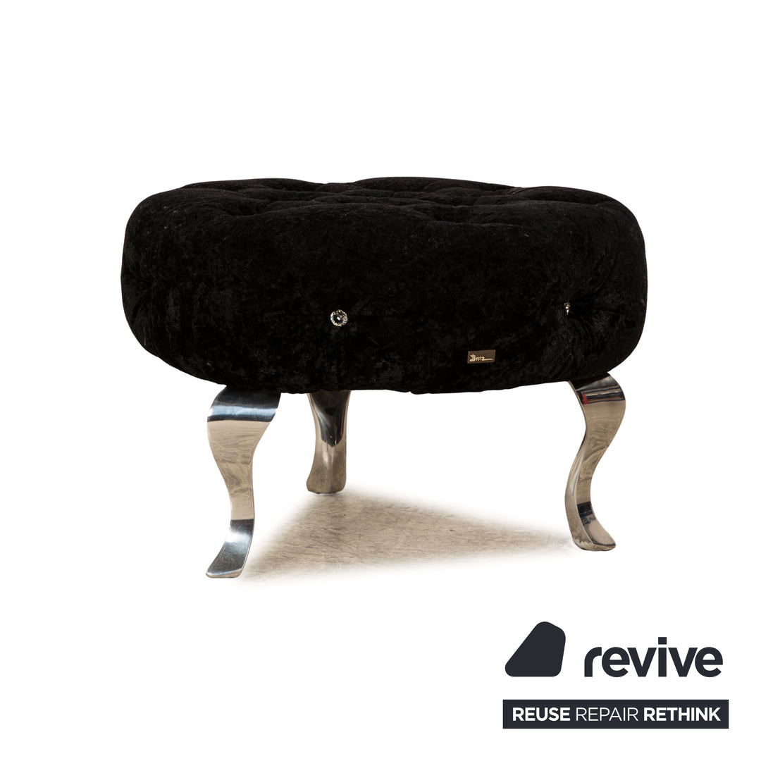 Bretz Pompadour Stoff Hocker Schwarz