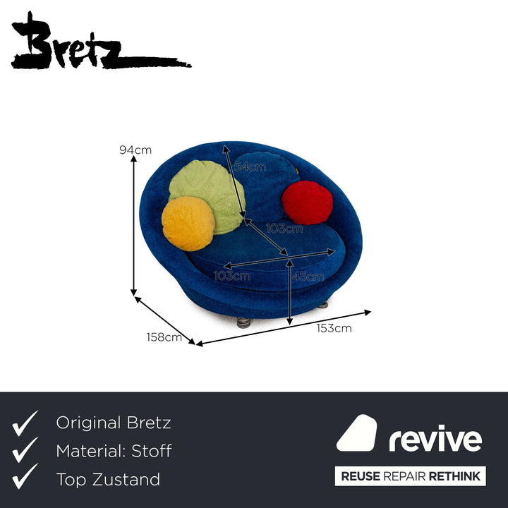 Bretz Pool Stoff Sessel Blau