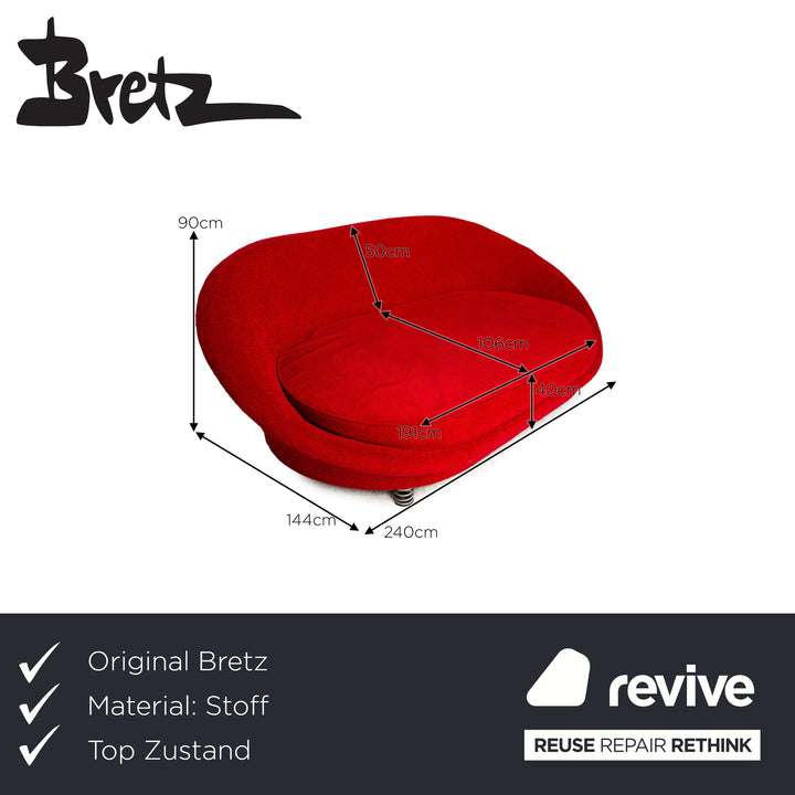 Bretz Pool Stoff Zweisitzer Rot Sofa Couch